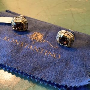 Konstantino Men’s Cufflinks - Smokey Quartz- 1 Set